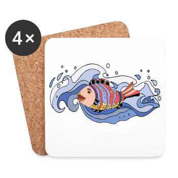 poisson - Dessous de verre (lot de 4) - blanc - Devant