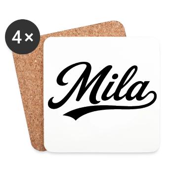 Mila Name Gift First Last Family - Coasters (set of 4) - white - Front