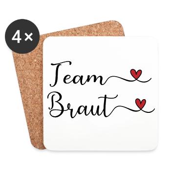 Team Braut mit Herz - Untersetzer (4er-Set) - Weiß - Vorne