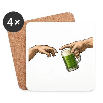 Grünes Bier – Die Kreation – Lustiges Bier - Untersetzer (4er-Set) - Weiß - Vorne