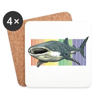 Requin-baleine Rhincodon typus - Dessous de verre (lot de 4) - blanc - Devant