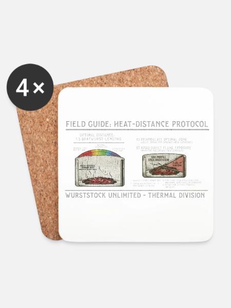 Wurst-Heatdistanz Protokoll - Untersetzer (4er-Set) - Weiß