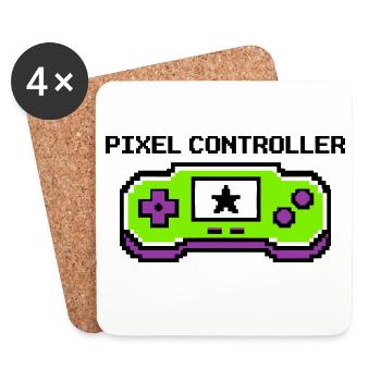 Pixel Controller Logo Grafik - Untersetzer (4er-Set) - Weiß - Vorne