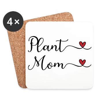 Pflanzenmama-Herz - Untersetzer (4er-Set) - Weiß - Vorne