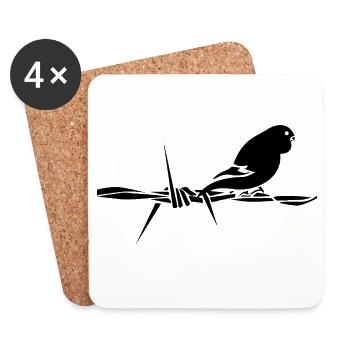 Black Graphic Wellensittich – Schwarzer Vogel - Untersetzer (4er-Set) - Weiß - Vorne
