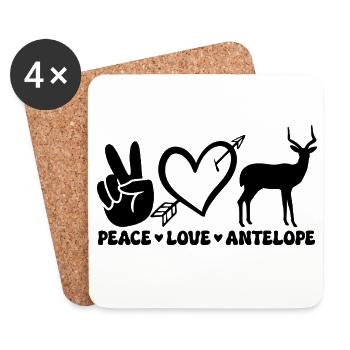 Antilope Herz Peace Tiermotiv - Untersetzer (4er-Set) - Weiß - Vorne