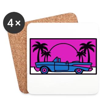 Retro 80er Auto Logo - Untersetzer (4er-Set) - Weiß - Vorne