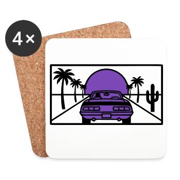 Night Driving Highway Graphic - Coasters (set of 4) - white - Front