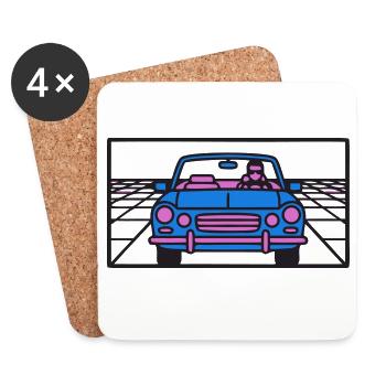 Retro Car Miami Logo - Coasters (set of 4) - white - Front