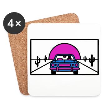 Desert Highway Car Logo - Coasters (set of 4) - white - Front