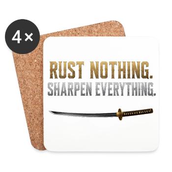 Rust Nothing Sharpen Everything Katana Gym Shirt - Coasters (set of 4) - white - Front