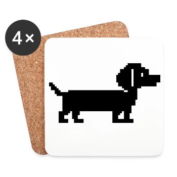 Teckel Teckel Pixel Art rétro - Dessous de verre (lot de 4) - blanc - Devant