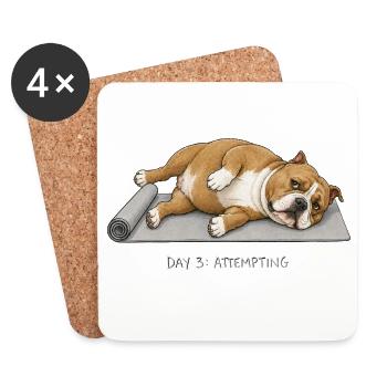 American Bully Yoga Dog Day 3 Attempting - Coasters (set of 4) - white - Front