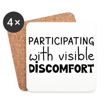 Participating With Visible Discomfort, Black - Coasters (set of 4) - white - Front
