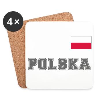 Polen Trikot Look – POLSKA mit Fahne bzw. Flagge - Untersetzer (4er-Set) - Weiß - Vorne