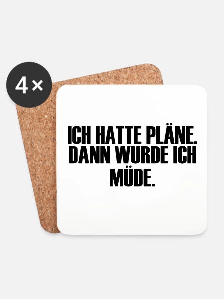 Pläne vs. Müde - Untersetzer (4er-Set) - Weiß