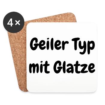 Geiler Typ mit Glatze - Untersetzer (4er-Set) - Weiß - Vorne