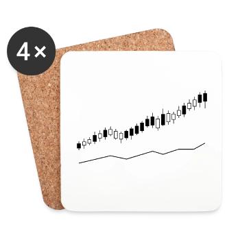 Bullenmarkt-Candlestick-Graph - Untersetzer (4er-Set) - Weiß - Vorne