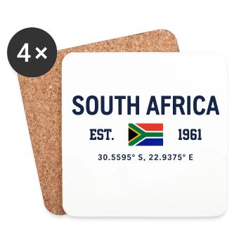 South Africa - Südafrika - Flagge - Koordinaten - Untersetzer (4er-Set) - Weiß - Vorne