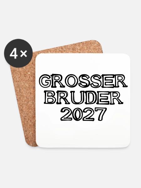 Großer Bruder 2027 Schriftzug handgezeichnet - Untersetzer (4er-Set) - Weiß