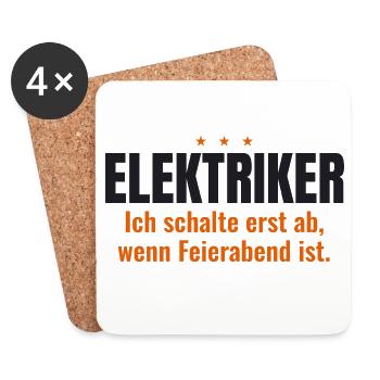 Elektriker Shirt – Ich schalte bei Feierabend ab - Untersetzer (4er-Set) - Weiß - Vorne