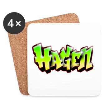 HAGEN Neon-Graffiti-Name! Old School Tag-Kunst - Untersetzer (4er-Set) - Weiß - Vorne