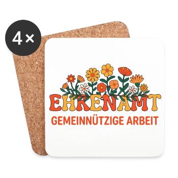 Ehrenamt Blumen Gemeinnützige Arbeit - Untersetzer (4er-Set) - Weiß - Vorne