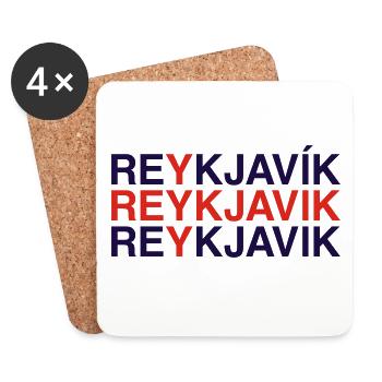 REYKJAVIK Iceland Island Flagge - Untersetzer (4er-Set) - Weiß - Vorne
