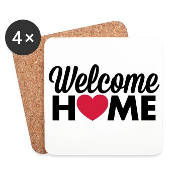 Coeur de Welcome Home - Dessous de verre (lot de 4) - blanc - Devant