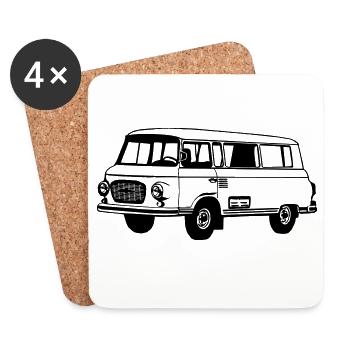 Barkas , Ostalgie , DDR Kult , Oldtimer (25) - Untersetzer (4er-Set) - Weiß - Vorne