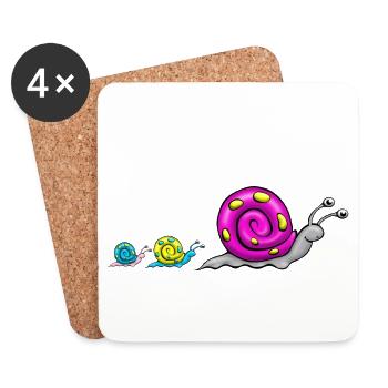 Snail family comic - Coasters (set of 4) - white - Front