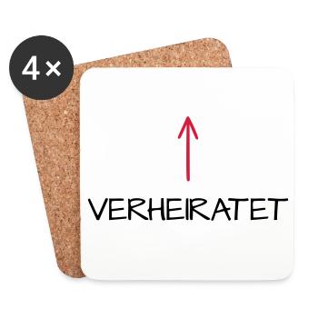 Verheiratet Pfeil Hochzeit Partnerlook - Untersetzer (4er-Set) - Weiß - Vorne