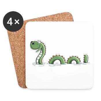 Lustiges Seeungeheuer - Monster - Nessie - Comic - Untersetzer (4er-Set) - Weiß - Vorne