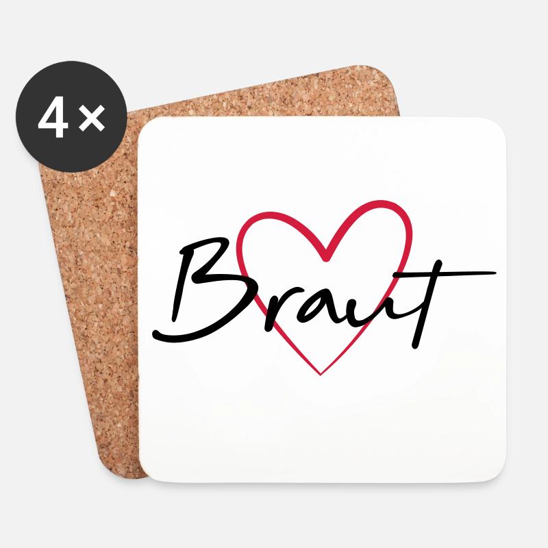 Braut Herz Junggesellinnenabschied - Untersetzer (4er-Set) - Weiß