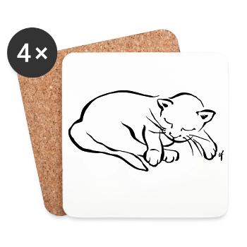 Mon petit chat dort - Dessous de verre (lot de 4) - blanc - Devant