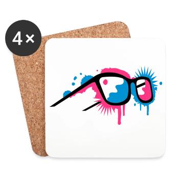 3D glasses in graffiti style - Coasters (set of 4) - white - Front