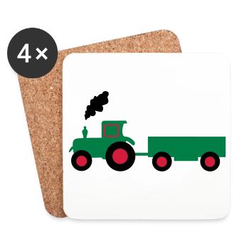 traktor trecker anhaenger - Untersetzer (4er-Set) - Weiß - Vorne