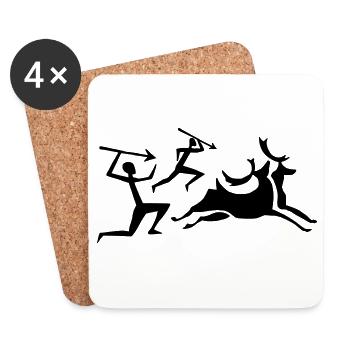 Chasseur de peintures rupestres - Dessous de verre (lot de 4) - blanc - Devant