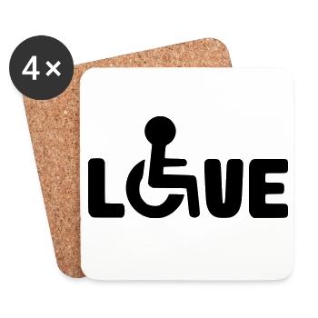 Amour en fauteuil roulant # - Dessous de verre (lot de 4) - blanc - Devant