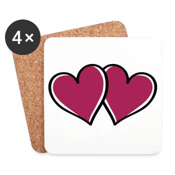 coeurs amour - Dessous de verre (lot de 4) - blanc - Devant