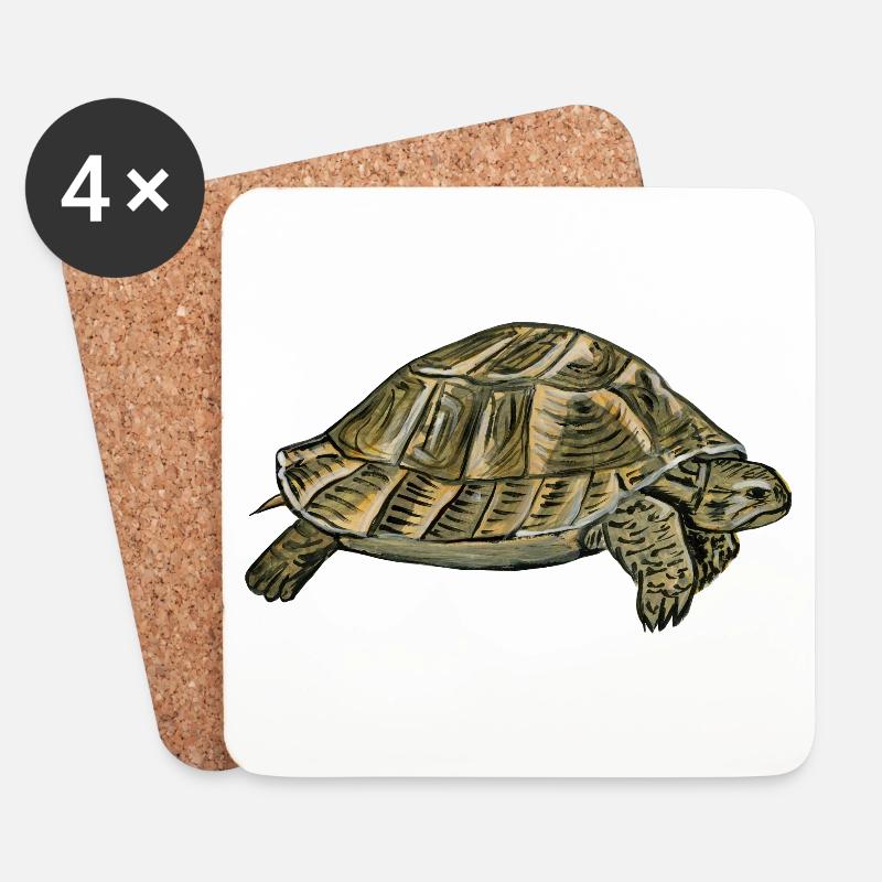 Schildkröte - Schildkröte - Untersetzer (4er-Set) - Weiß