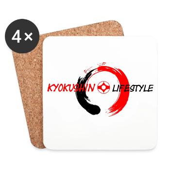enso zen circle red black Kyokushin lifestyle - Coasters (set of 4) - white - Front