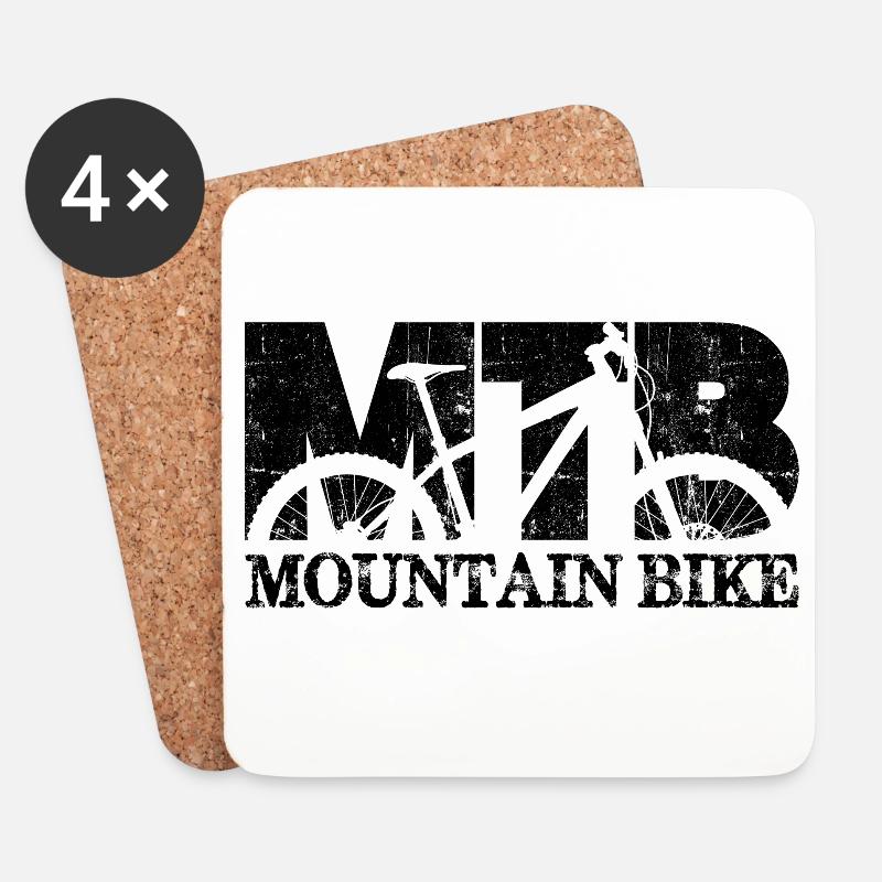 MTB-Mountainbike - Untersetzer (4er-Set) - Weiß