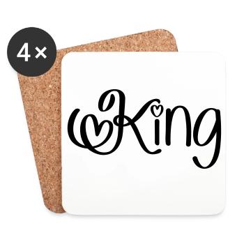 King avec coeur - Dessous de verre (lot de 4) - blanc - Devant
