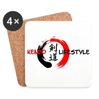 Japanische Kendo-Schrift im Enso-Zen-Kreis - Untersetzer (4er-Set) - Weiß - Vorne