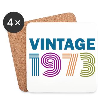 Vintage 1973 Geschenk Geburtstag Lustig Party - Untersetzer (4er-Set) - Weiß - Vorne
