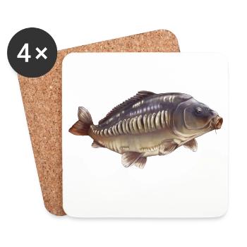 Spiegelkarpfenfischen-Design Realistischer Angler - Untersetzer (4er-Set) - Weiß - Vorne