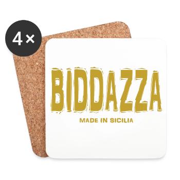 T-Shirt Biddazza T-Shirt Sizilien Sizilianisch - Untersetzer (4er-Set) - Weiß - Vorne