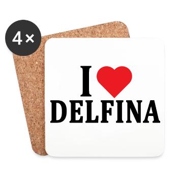 T-Shirt Ich liebe Delfina T-Shirt Geschenkidee - Untersetzer (4er-Set) - Weiß - Vorne