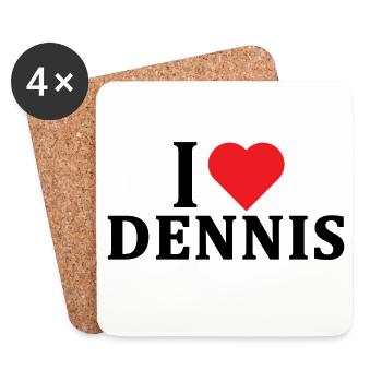 T-shirt I love Dennis t-shirt gift idea - Coasters (set of 4) - white - Front
